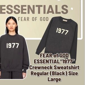 Fear of God Essentials 1977 Black Crewneck Sweatshirt, Size Large